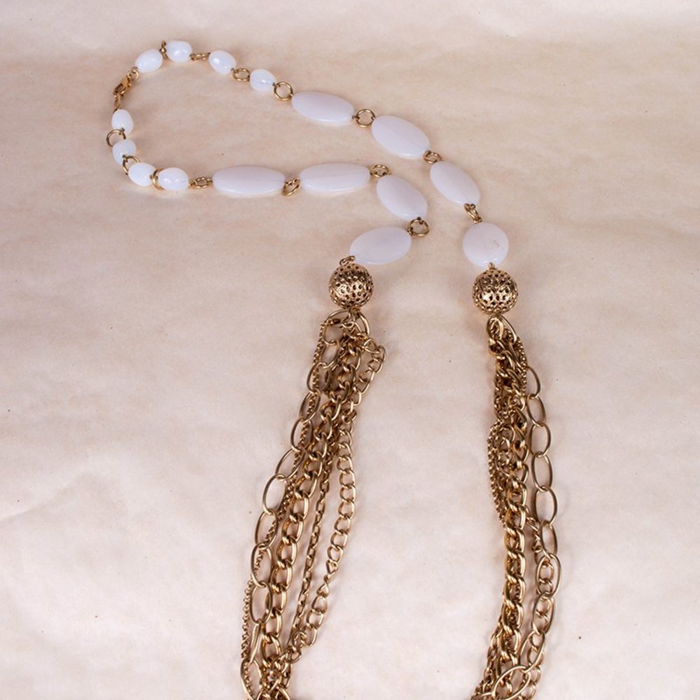 POGGI GOLD & WHITE EVENING NECKLACE | WOMENS